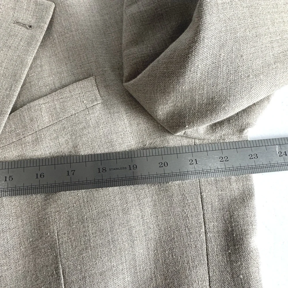 John Ashford Old Money Preppy Linen Blend Sport Coat Blazer‎ Mens 42L Beige Work
